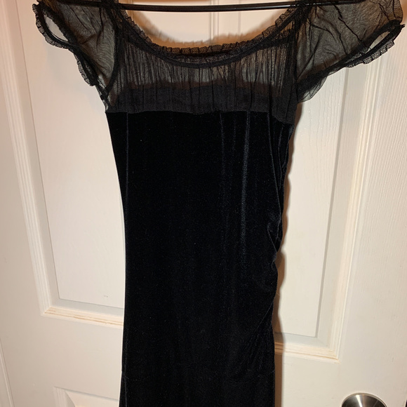Vintage Asymmetrical Black Velvet Dress - Picture 7 of 8